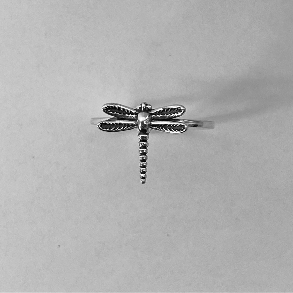 Sterling silver medium dragonfly ring, dragonfly ring, silver dragonfly ring